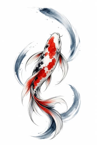 Koi pair tattoo flash design