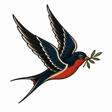 Swallow tattoo flash design
