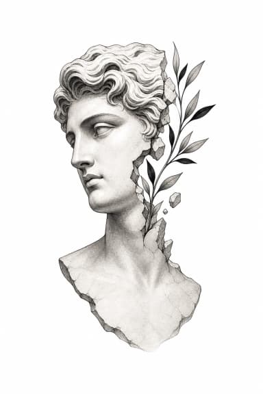 Classical sculpture tattoo flash design